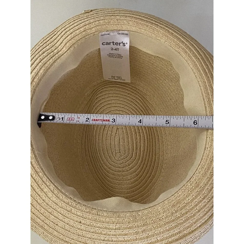 Carter’s 2 Fedora Straw Sun Hats Cap Blue Ribbon For‎ Child 2-4 Mint Condition!